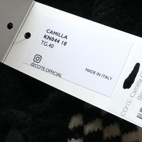 COTE Black White Button Down Camilla Cardigan Check Knit Sweater USA Size Small - Picture 5 of 11